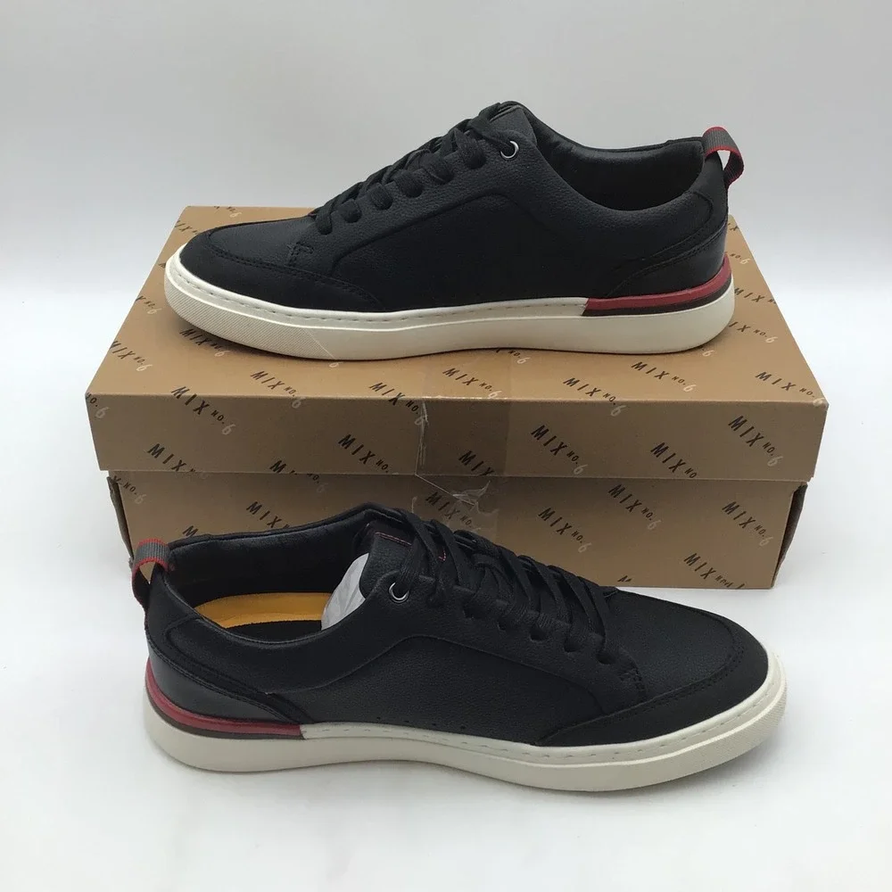 Mix No. 6 Maximuss Mens Black Faux Leather Low Top Sneakers Size 9M NEW‎